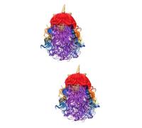 Ipetboom 2 Pezzi parrucca colorata costume parrucca a treccia ricci colorati parrucca con parrucca ondulata riccio parrucca riccia colorata parrucca unicorno colorato fibra chimica