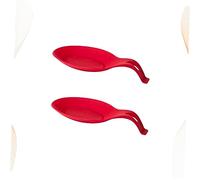Ipetboom 2 pezzi Poggiamestolo in Silicone Rosso Resistenti al Calore Antiscivolo e Flessibili per Utensili Supporto Poggia Cucchiaio per Appendere Facili da