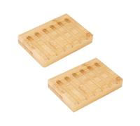 Ipetboom 2 pezzi Portasapone in Bamboo Naturale con Scolatura Automatica Vassoio per Sapone da Bagno e Cucina Design Strati per Asciugatura Rapida e Ventilazione Ottimale Antibatterico e