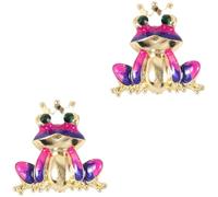 Ipetboom 2 Pezzi spilla rana Carino spilla a forma di rana Animali spillo spille per spille per la moda femminile Spille di Pin del cappello Lega di zinco
