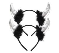 Ipetboom 2 Pz Cerchietto in corno del diavolo fascia da diavolo fascia dell'orecchio fasce di corno halloween hallowen mask fascia in corno di bue puntello di costume cosplay tessuto Silver
