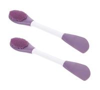 Ipetboom 2 Pz cream massaggiante skin morbide pele detersivo occhio di seta scrubber cura della pelle labbro strumento spatola per il trucco bellezza siliconica Gel di silice Viola,porpora