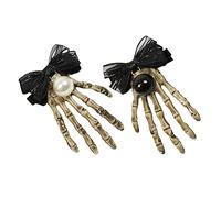 Ipetboom 2 Pz Fermaglio per in osso di mano scheletro spillo fermagli per a forma di teschio treccia Fermaglio scheletro per Halloween o decorativo pp