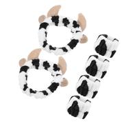 Ipetboom 2 Set Di Fasce Per Con Motivo A Mucca Fasce Per Fascia Per Il Viso Fascia Per Corna Di Mucca Per Il Polso Per La Cura Della Pelle Per Il