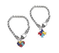 Ipetboom 2pezzi Bracciale Autismo Ciondolo Puzzle Catenella Per Mani Realizzata in Leggera e Resistente Come Decorazione Per Consapevolezza Autismo