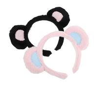 Ipetboom 2pezzi Cerchietti Con Orecchie Di Animali Morbidi Per Feste Accessori Carini Per Cosplay e Trucco Fascia Per Lavaggio Viso e Spa Design Orsetto e Topo Comfort e Stile Per Donne