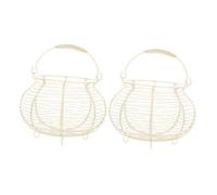 Ipetboom 2pezzi Cesto in Filo Metallico Con Manico Per Raccogliere Le Uova Cestino Rustico Per Conservare Uova Fresche Supporto Da Banco Per Cucina Organizzatore Per Frutta Verdura e Oggett