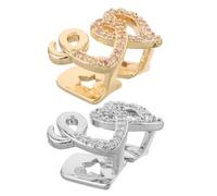 Ipetboom 2pezzi Ciondoli Forma di Cuore per Accessori in Rame Ciondoli Cubici Decorazione per Bocca Strass Cosplay per Rapper e Festa