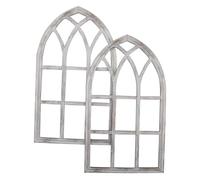 Ipetboom 2pezzi Cornice per Finestra Curva in Legno Rustico da Decorazione da Parete per Finestra Stile Cattedrale Vintage per Soggiorno Bar o Studi