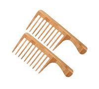 Ipetboom 2pezzi Petto in Bambù Denti Larghi Pettine per Capelli Ricci e Spessi Pettine per Massaggio dei Capelli Districante Facile per Styling Retro per Uso Quotidiano e Portatile