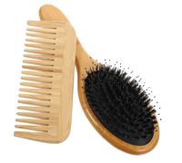 Ipetboom 2pezzi Spazzola Massaggiante Per Capelluto e Pettine Per Districare Combinato Per Lunghi e Spessi e Setole Di Cinghiale Adatta Per Bagnati e Asciutti