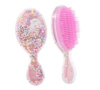 Ipetboom 2pezzi Spazzola per Capelli da Bambina Design Ovale Trasparente Personaggi di Fenicotteri Forma di Cuore Cuscino Rosa per Massaggio del Capelluto Funzione Districante per Capelli