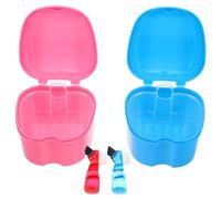 Ipetboom 2sets Porta-protesi Per Dentiere Custodia Per Protesi Parziali Di Pulizia Con Cestello Filtrante e Spazzola Astuccio Da Viaggio Per Spazzolino Da Denti Organizer Per Apparecchi Ort