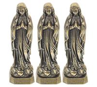 Ipetboom 3 pezzi in miniatura in ottone della Madre Maria - Statua della Vergine Maria cattolica per mensola da tavolo chiesa - Ornamento Beata Vergine, statuina religiosa per presepe di Natale
