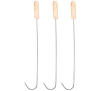 Ipetboom 3 Pezzi Meat Flipper con Manico in Legno di Ganci in Acciaio Inossidabile per Barbecue e Ristoranti Strumenti Multifunzionali Leggeri per Girarrosto e Preparazione Carni