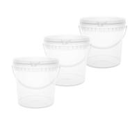 Ipetboom 3 pezzi Secchi Trasparenti per Gelato con Manico da Contenitori Ermetici per Conserve e Dolci Secchielli per Alimenti Sicuri e Facili da Trasportare