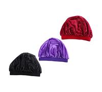 Ipetboom 3 Pz Berretto da notte a larga cappelli cuffia da doccia in stoffa Caps berretto d'onda nuotata silk cap for sleep shower cap cappello per dormire poliestere