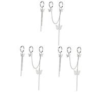 Ipetboom 3 Set Anello a Farfalla Gioielli Ad Anello Punk Anello Del Polsino Aperto Anello Per Il Polsino Gioielli Punk Anello Polsino Con Catena Anello Di Farfalle Lega (ferro)