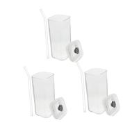 Ipetboom 3 Set Bicchiere Per Bere Tazza Bicchiere Con Cannuccia Bere Occhiali Bicchieri Con Cannucce Bicchieri Da Latte in Vetro Tazze Trasparente Gel Silice