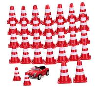 Ipetboom 30 pezzi Mini Coni Stradali in Plastica Robusta Segnaletiche in Miniatura per Giochi Educativi e Decorazioni per Modellismo e Scenari di Sicurezza