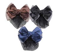 Ipetboom 3pezzi Copricapo Fiocco e Fiori Snood Rete Per Capelli in Garza Lega Accessori Per Impiegati Di Banca Hotel Lavoro Scuola Colore Casuale