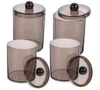 Ipetboom 4 pezzi Contenitori per con da Organizer da Bagno Trasparente Nero Resistente Vasetti per Cotton Fioc e Dischetti Facili da e