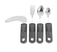 Ipetboom 4 pezzi di utensili adattabili per anziani: cucchiaio e forchetta curvi antiscivolo per tremori alle mani - design con manico lungo per una presa comoda e un facile utilizzo