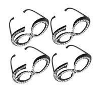 Ipetboom 4 Pezzi Occhiali da Festa con Glitter Anni Occhiali da Sole Leggeri Forma per Compleanno e Anniversario Accessori Photobooth Unisex per Feste Memorabili