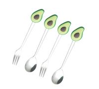 Ipetboom 4 Pezzi Posate in Acciaio Forma Frutta Forchetta e Cucchiaio Creativi per Dessert e Frutta Accessori da Tavola Resistenti e Regalo per Amici