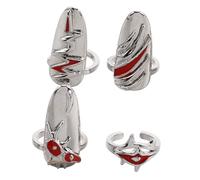 Ipetboom 4 Pz Set Di Anelli Per Unghie Adornare Kit Per Unghie Anelli Per Gioielli Per Unghie Anelli Per Dita Cosplay Fascino Dell'anello Del Anelli Di Gioielli Punk Lega