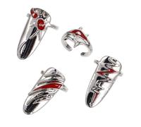 Ipetboom 4 Pz Set Di Anelli Per Unghie Kit Per Unghie Adornare Fascino Dell'anello Del Anello Gioielli Nocca Anelli Di Gioielli Punk Apertura Degli Anelli Per Unghie Lega