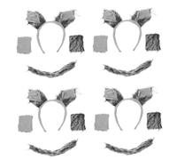 Ipetboom 4 Set Costume con orecchie da Guanti mannaro coda code fascia the masquerade costumi natale maschere costume da per cosplay oggetti di scena per costumi animali Peluche