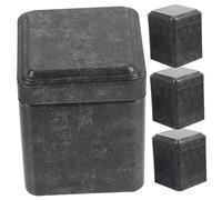 Ipetboom 4pezzi Contenitori in Metallo per tè Sfuso Contenitori Ermetici Resistenti e Decorativi Mini Barattoli per Caramelle in Opaco Nero con Superficie Satinata per Conservare tè e Zucch
