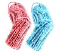 Ipetboom 4pezzi Silicone Body Shampoo Brush Massaggiatore Per Capelluto e Scrub Esfoliante Per Corpo Design Doppio Lato Facile Da Appendere Colori Per Tutta La Famiglia e Animali Domestici
