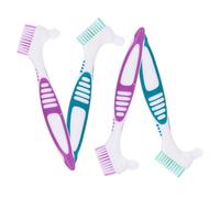 Ipetboom 4pezzi Spazzolini Per Dentiere Con Manico Antiscivolo Di Spazzole Per Pulizia Denti Falsi Per Mantenere Una Salute Orale Ottimale e Rimuovere Sporcizia e Residui