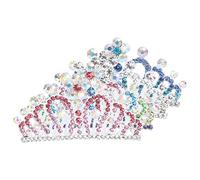 Ipetboom 4pezzi Tiara Per Ragazza Cristallo Corone Eleganti Per Feste Compleanno Accessori Per Ragazze Pettine e Clip Design e