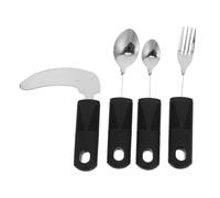 Ipetboom 4pezzi Utensili Ausiliari per Anziani e Disabili di Manico Rialzato Adattabili per Tremori alle Mani Profondi per Raccogliere Cibo Facilmente Design Ergonomico per Presa Sicura