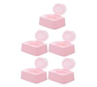 Ipetboom 5 Pezzi Contenitore Salviette Bagnate Ricaricabile con Coperchio Organizer per Salviette Ragazzo Ragazza Custodia Multiuso per Cotone e Trucco per Viaggio Ufficio e Cameretta Rosa