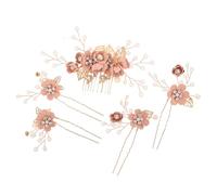 Ipetboom 5 Pezzi Fermagli per Chioma da Sposa Rosa Perle Fatte a Mano, Accessori Chioma Eleganti e Versatili per Nozze e Cerimonie