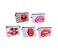 Ipetboom 5pezzi Borsa Cosmetici Con Stampa Labbra Rosse Pochette Organizzatrice Per Trucco e Toiletries Perfetta Per Viaggi e Uso Quotidiano Materiale Resistente Design Femminile e Compatto