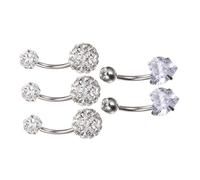 Ipetboom 5pezzi Delicate Belly Button Rings Stainless Steel with Zircon Comfortable Dangly Navel Jewelry for Women