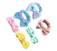 Ipetboom 6 pezzi Fascia Elastica in Morbido Pile Corallo con Fiocco per Lavaggio Viso Trucco e Doccia Fascia Sportiva per Donna Antiscivolo per Uso Quotidiano