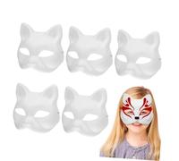 Ipetboom 6 Pezzi Maschere di Carta Bianche per Dipingere Maschere Gatto Vuote Carta Sicura Adatte per Feste Halloween Attività Scolastiche e Laboratori Creativi