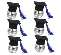 Ipetboom 6 Pezzi Mini Disco Ball Cake Toppers con Nappa Blu per Decorazioni Torta Laurea Cappello Laurea Leggeri e Facili da Usare e Cupcake
