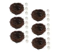 Ipetboom 6 set Nidi Artificiali con Uova Decorativi in Stile Naturale Nido per Uccelli Artificiale per Giardino Balcone e Decorazioni Pasquali Fatte Mano