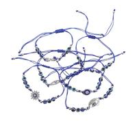 Ipetboom 6pezzi Bracciale Occhio Turco Donna con Perline Rotonde e Fili di Metallo Resistenti Bracciale Antimalocchio con Braccialetto con Occhio di Malocchio Portafortuna Compatto