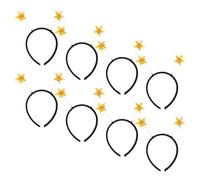 Ipetboom 8 Cerchietti Fascia per Chioma a Forma di Stella Dorata per Feste di Compleanno e Carnevale, Accessori per Costumi da Marziano, Copricapo Leggero e Riutilizzabile per