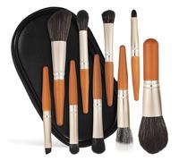 Ipetboom 9pezzi Pennelli Per Con Custodia Portatile Pennelli Makeup Per Ombretto Fard e Sfumino Di Compatto Per Viaggio e Quotidiano