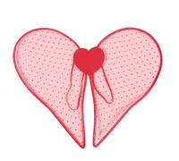 Ipetboom Accessorio Costume a Forma di d'Angelo e Cuore per San, Rosso Piumato, 53x50 Cm, Decorazione per Feste di Carnevale e Cosplay e Adulti
