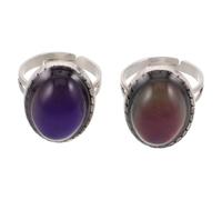 Ipetboom Anello Vintage da Donna Regolabile in Lega di Zinco con Pietra Ovale che Cambia Colore, 2 Pezzi Resistenti allo Sbiadimento per Occasioni Speciali e Amicizia